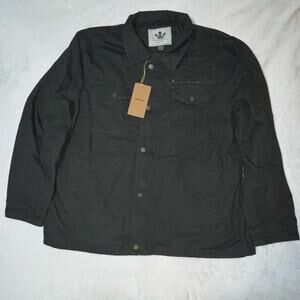 WenVen Mens Casual Canvas Cotton Military Lapel Jacket  Grey Size 3XL New